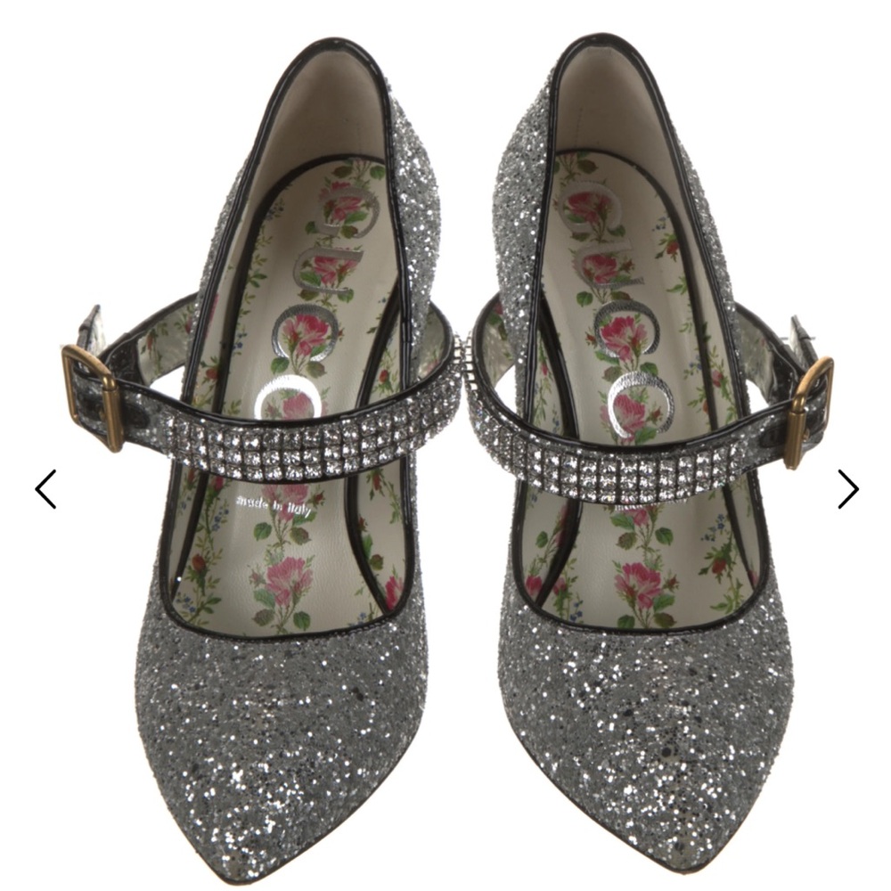 Gucci Sylvie Glittery Stiletto Mary Jane Pumps